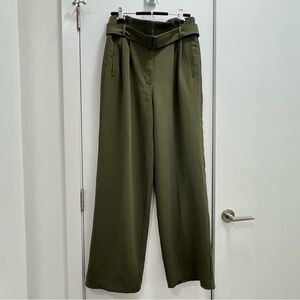 Wilfred Olive Green Wide-Leg Pants with Belt size 10 tall with inseam 33”